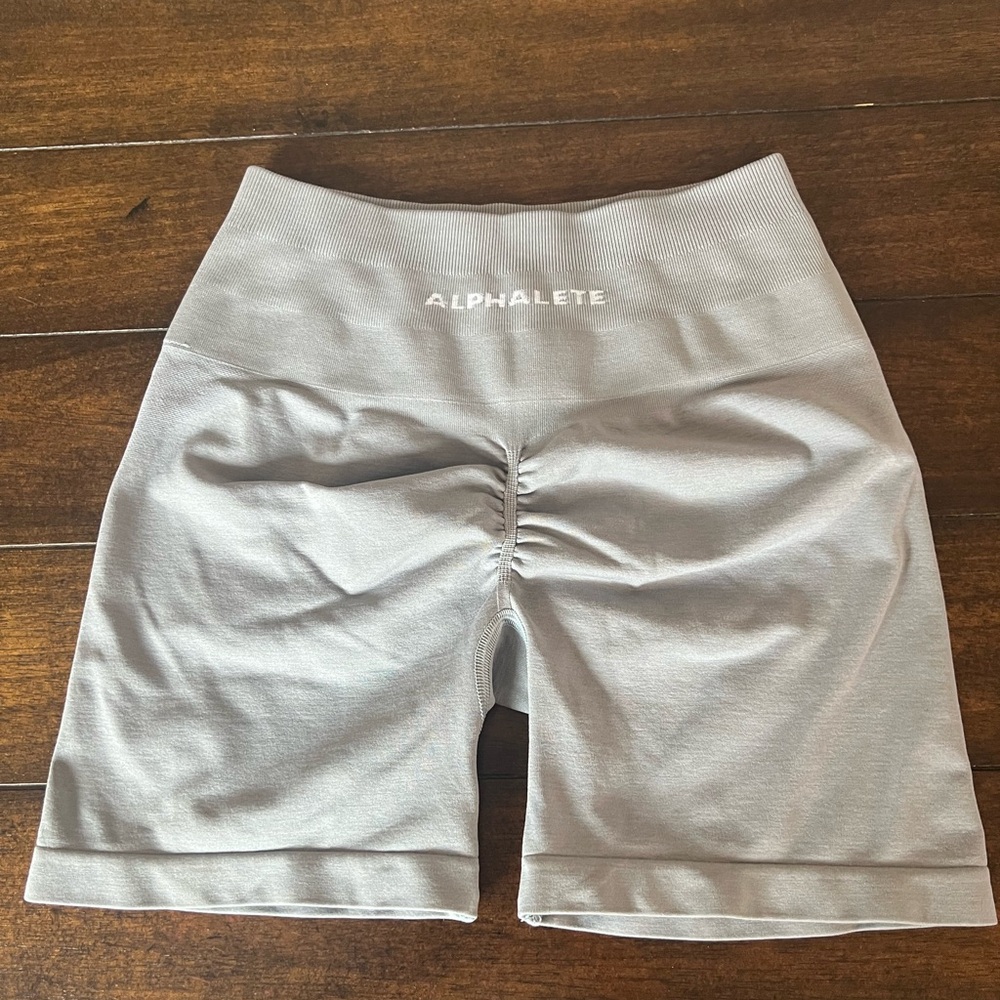 Alphalete Gray Bike Shorts with High Waistband